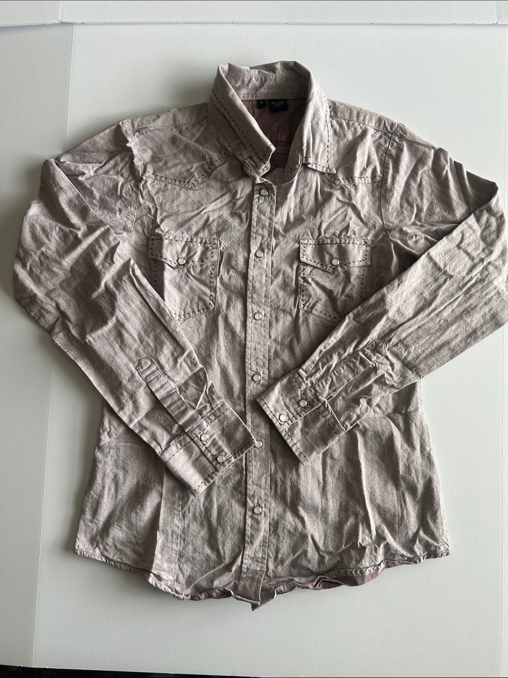 Light Taupe Button-Down Western Shirt - Women